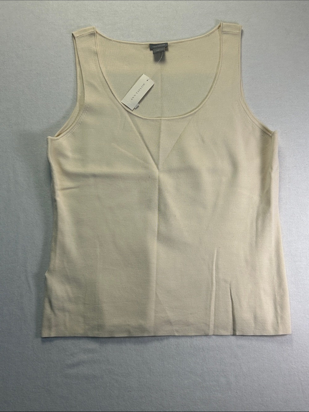 Ann Taylor Cream Scoop Neck Tank